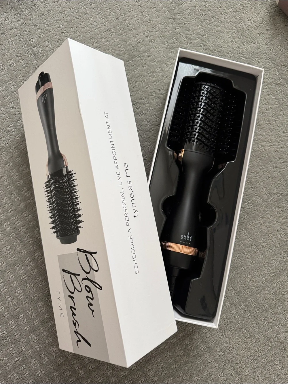 TYME Glow Brush Hot Air Styling Brush in Black with Rose Gold Accents NIB
